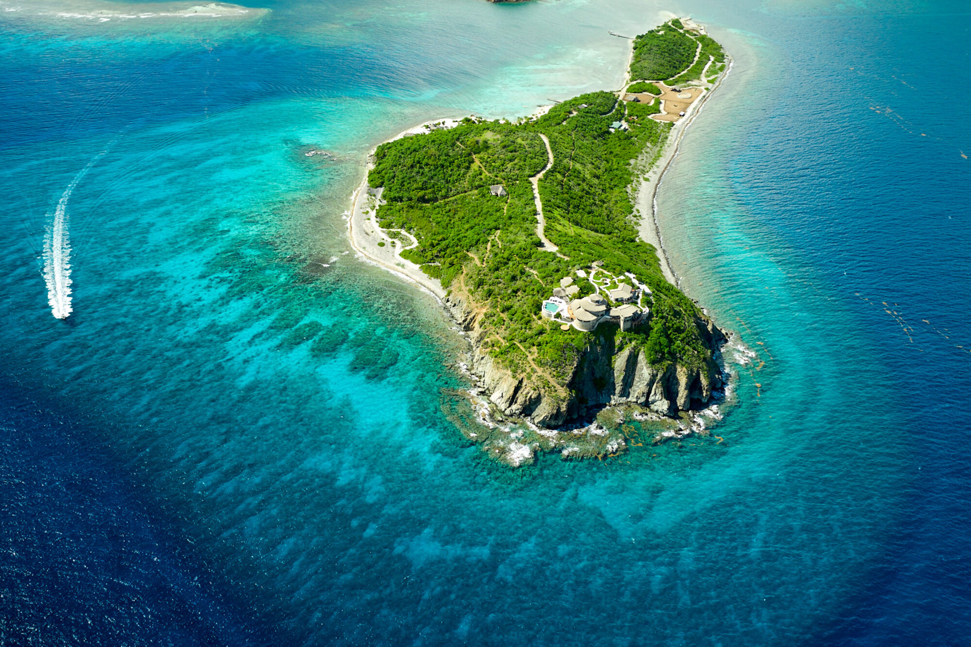 Aerial view of The Aerial BVI on Buck Island in the Caribbean